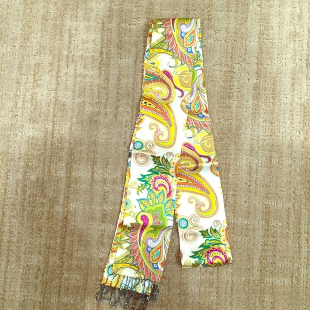 Paisley Wrap or Scarf with Beaded Fringe